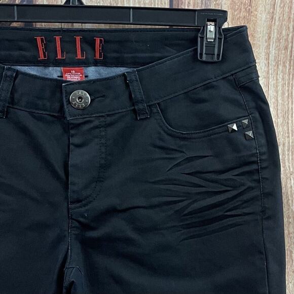 Elle Jeans Womens Size 10 Black Zip Ankles Skinny Strechy Studded Pockets - Picture 15 of 15